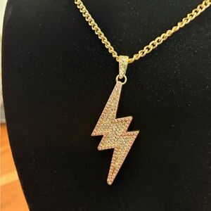 Gold Lightning Bolt Pendant Necklace